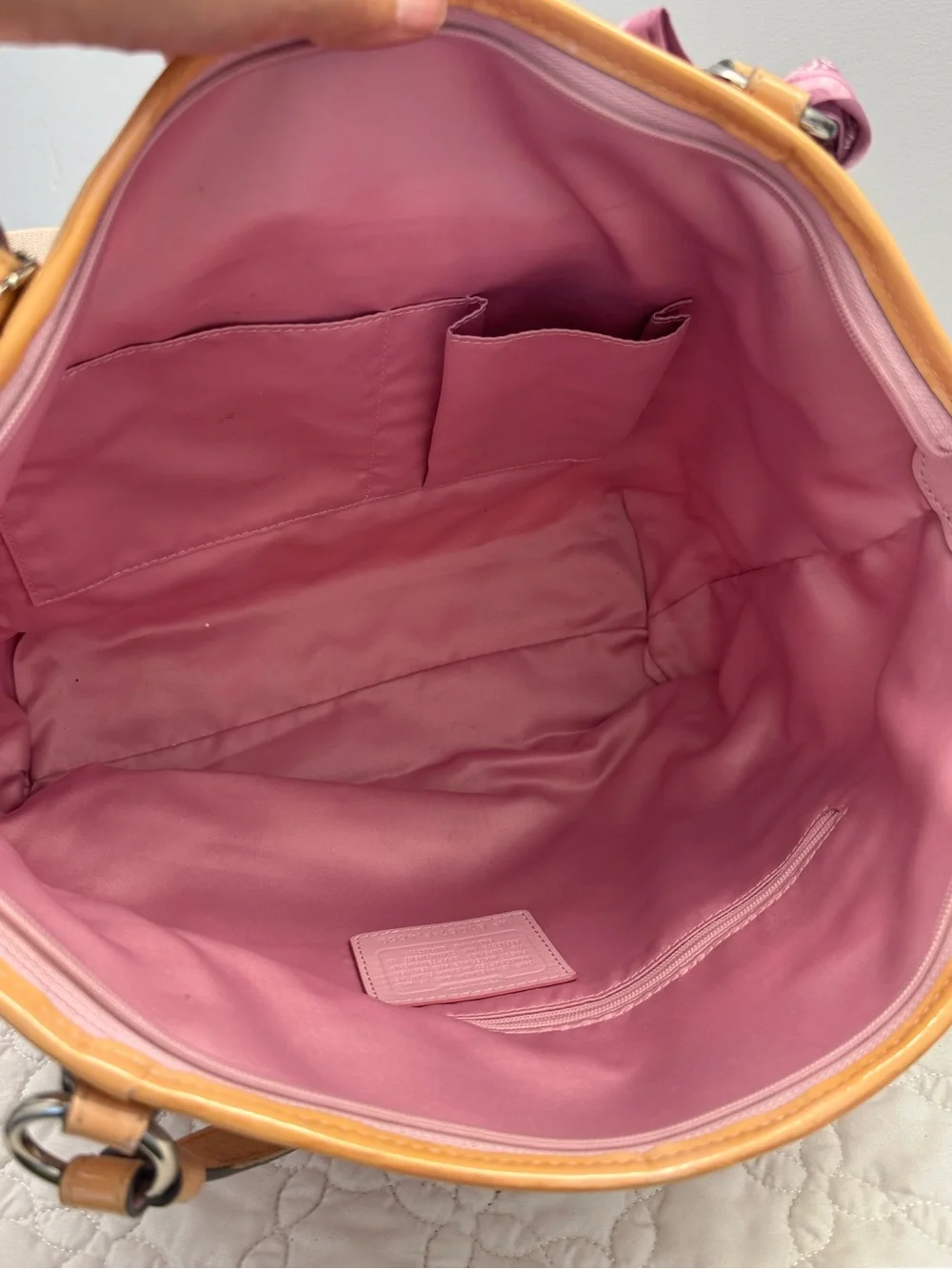 Coach Leah Blush Pink Shoulder Tote Turn lock Front Pocket F14659